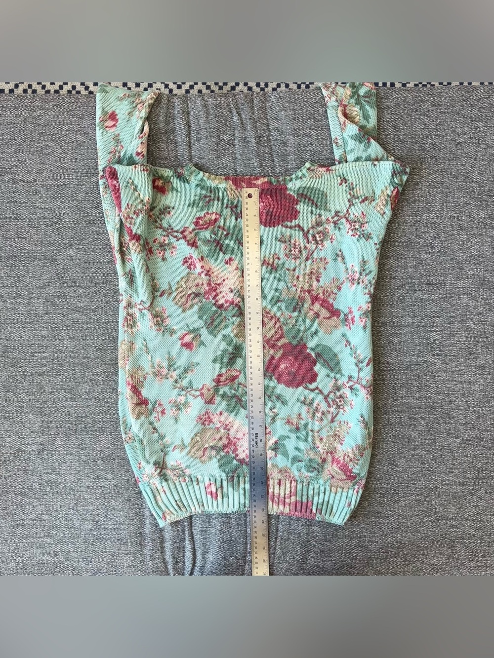 Vintage Ralph Lauren Teal Floral Sweater Size M Ramie Cotton Blend Blue Label - Picture 9 of 12